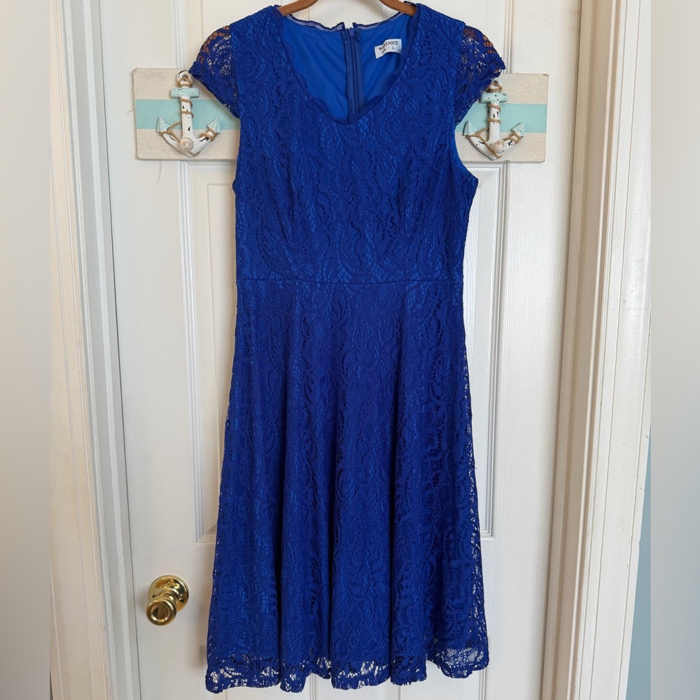Wellnice Royal Blue Lace Cocktail Dress Sz Lg